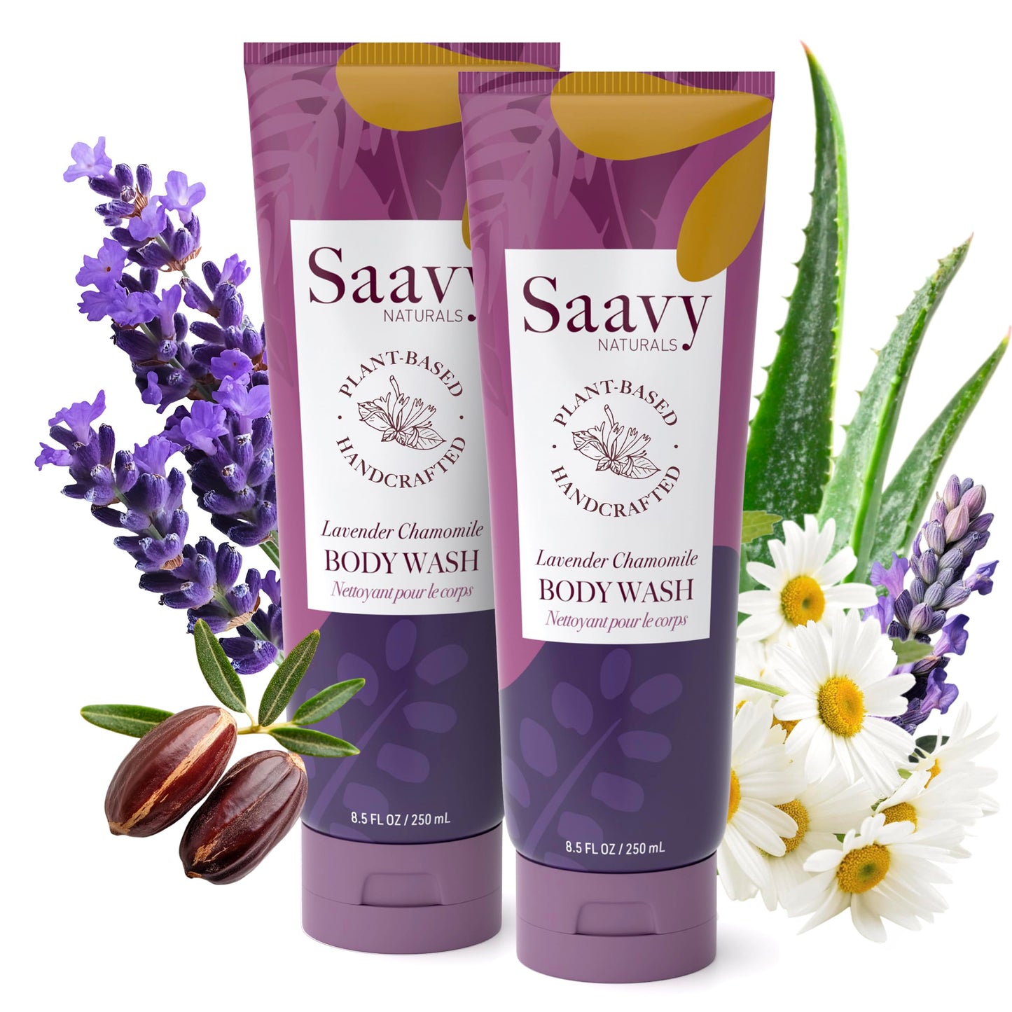 Saavy Naturals Moisturizing Body Wash for Sensitive Skin - Plant-Based & Pure with Coconut Oil, Shea Butter & Aloe Vera - Paraben-Free, Cruelty-Free