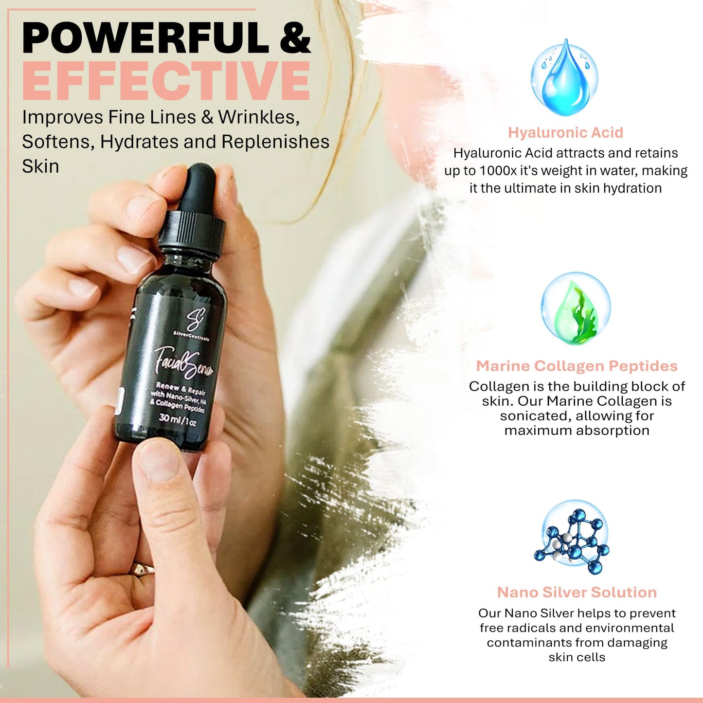 Facial Serum - Fight Blemishes - Acne Pimples & Breakouts - Soften Fine Lines & Wrinkles - Hydrate & Repair Damaged Skin - Clear Complexion