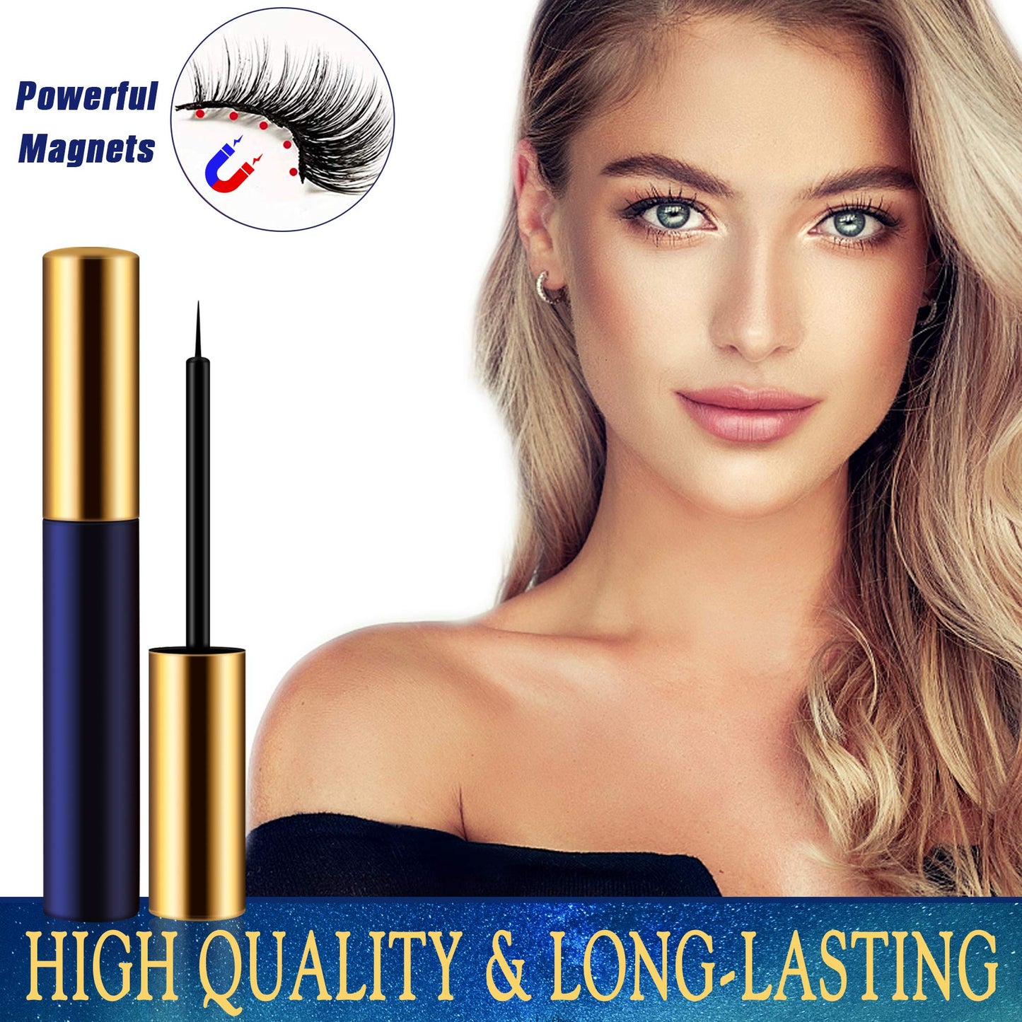 Magnetic Eyelashes with Eyeliner Kit - DUOERLA Magnetic Lashes with Eyeliner Natural Looking - 3 Tubes Magnetic Eyeliner and Lashes Kit, 7 Pairs 3D