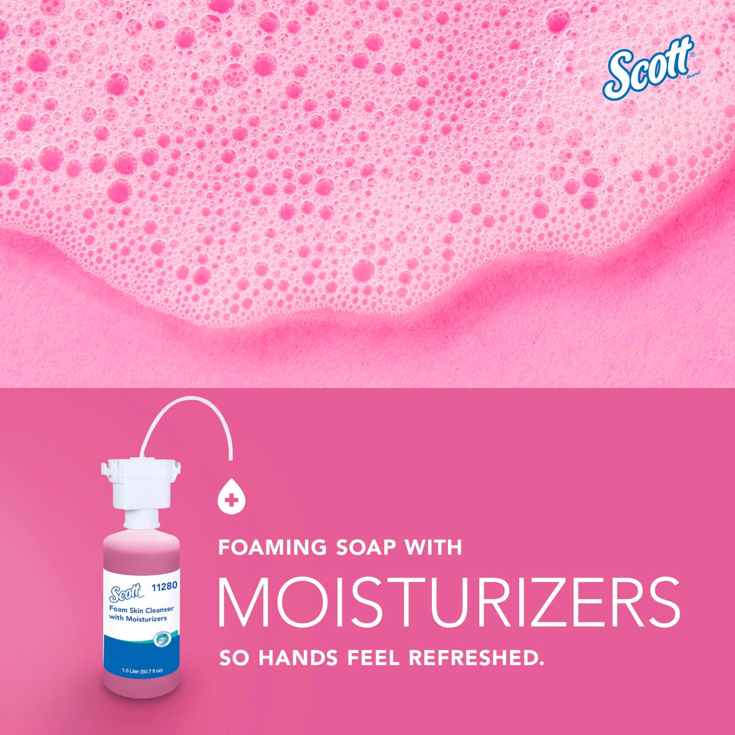 Scott Professional Foam Hand Soap with Moisturizers (11280), 1.5 L, Foaming, Pink, Floral Scent, Under-Counter Refills for Kimberly-Clark Professional