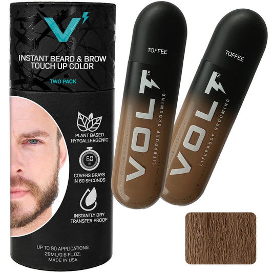 VOLT Grooming Temporary Instant Beard Color for Men, Quick-Drying Plant-Based Brush-On Beard, Hair, Mustache & Eyebrow Color, Safe for Sensitive Skin