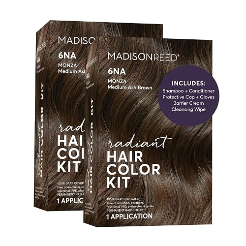Madison Reed Radiant Hair Color Kit - 6NA Medium Ash Brown with Cool Smoky Undertones (Monza Brown), Permanent Hair Dye, Dimensional Gray Hair