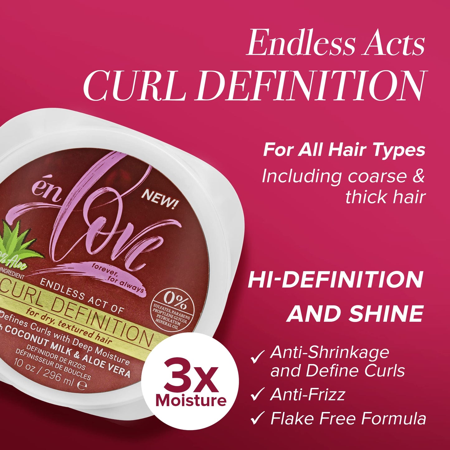 én Love Endless Acts of Curl Definition | Organic Coconut Milk & Aloe Vera | Curl & Coil Definer (2C to 4C) | Hi-Definition and Shine | Anti-Shrinkage