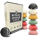 Bare Essentials Living - Konjac Sponges Set (12 Pack) with Activated Bamboo Charcoal Facial Sponge, Natural, Great for Facials, Bath, and Exfoliating