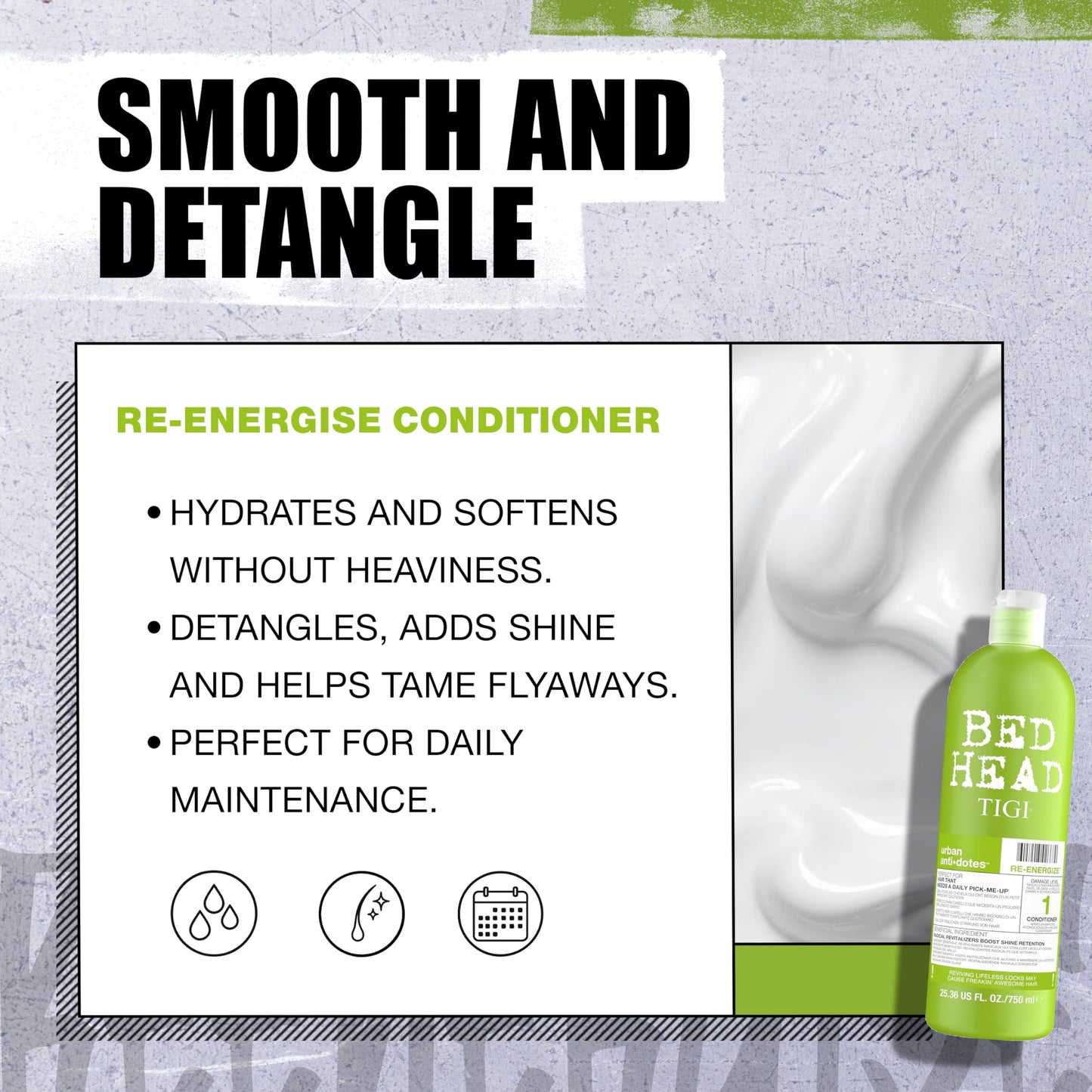 Bed Head by TIGI Urban Antidotes Re-Energize Daily Shampoo and Conditioner Set, 25.36 fl oz