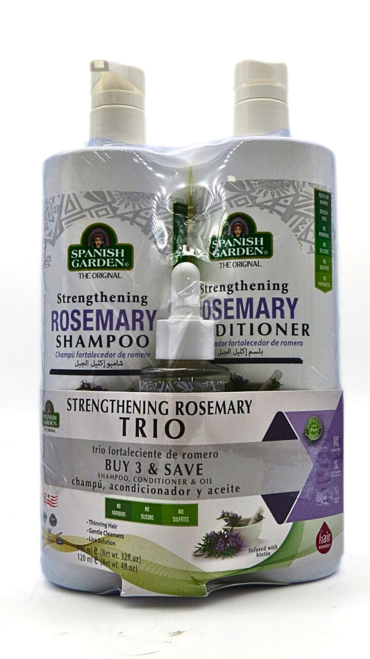 Spanish Garden Rosemary Hair Strengthening Shampoo & Conditioner Set with Nourishing Hair Oil for Deep Scalp Care - Suitable for All Hair Types Men Beauty & Personal Care Spanish Garden