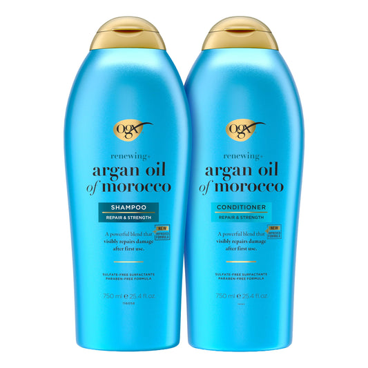 OGX Renewing + Argan Oil of Morocco Shampoo & Conditioner Set, Helps Strengthen & Repair Dry, Damaged Hair, Paraben-Free, Sulfate-Free Surfactants