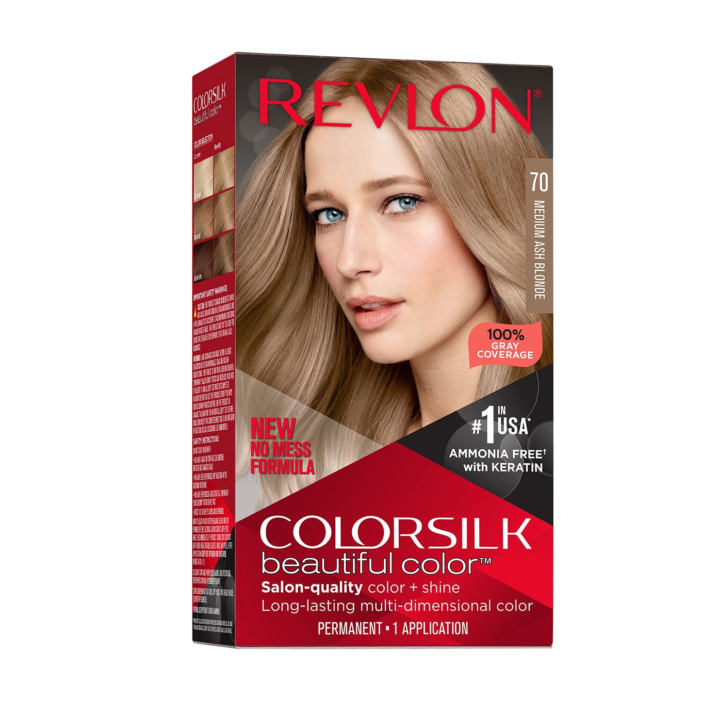Revlon Colorsilk Beautiful Color Permanent Hair Color, Long-Lasting High-Definition Color, Shine & Silky Softness with 100% Gray Coverage, Ammonia