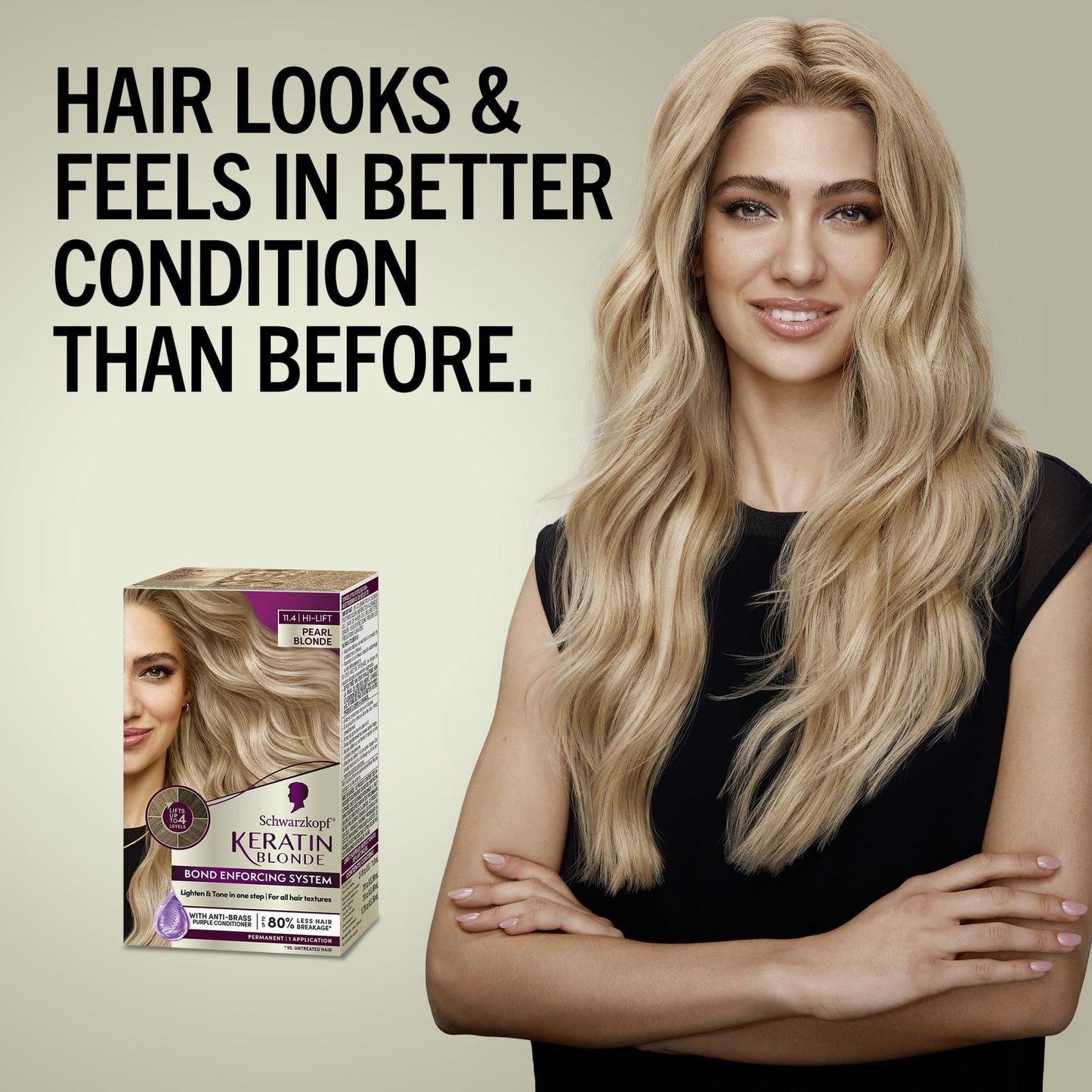 Schwarzkopf Keratin Blonde Hair Dye, 11.4 High Lift Pearl Blonde, Professional Quality Permanent Hair Color, Bond Enforcing System, Pre-Color Serum