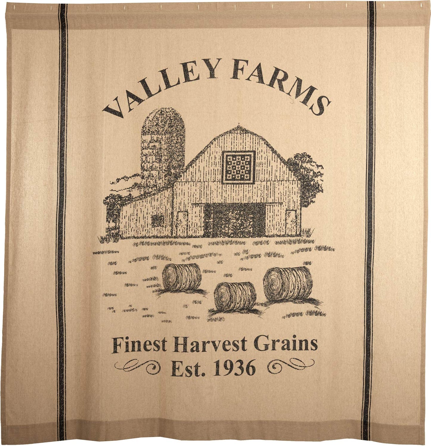 Valley Farms Barn & Silo Country Farmhouse Shower Curtain 72x72