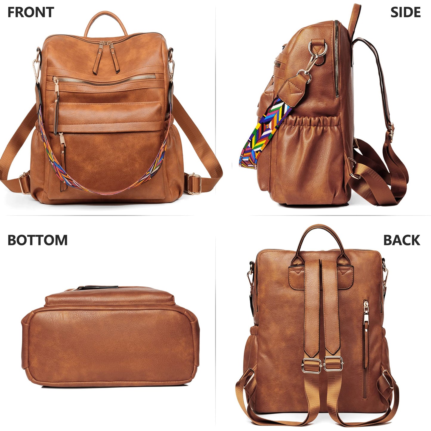 Dora & Liz Womens Backpack Purse Leather Fashion Travel Backpack Purse for Women Designer