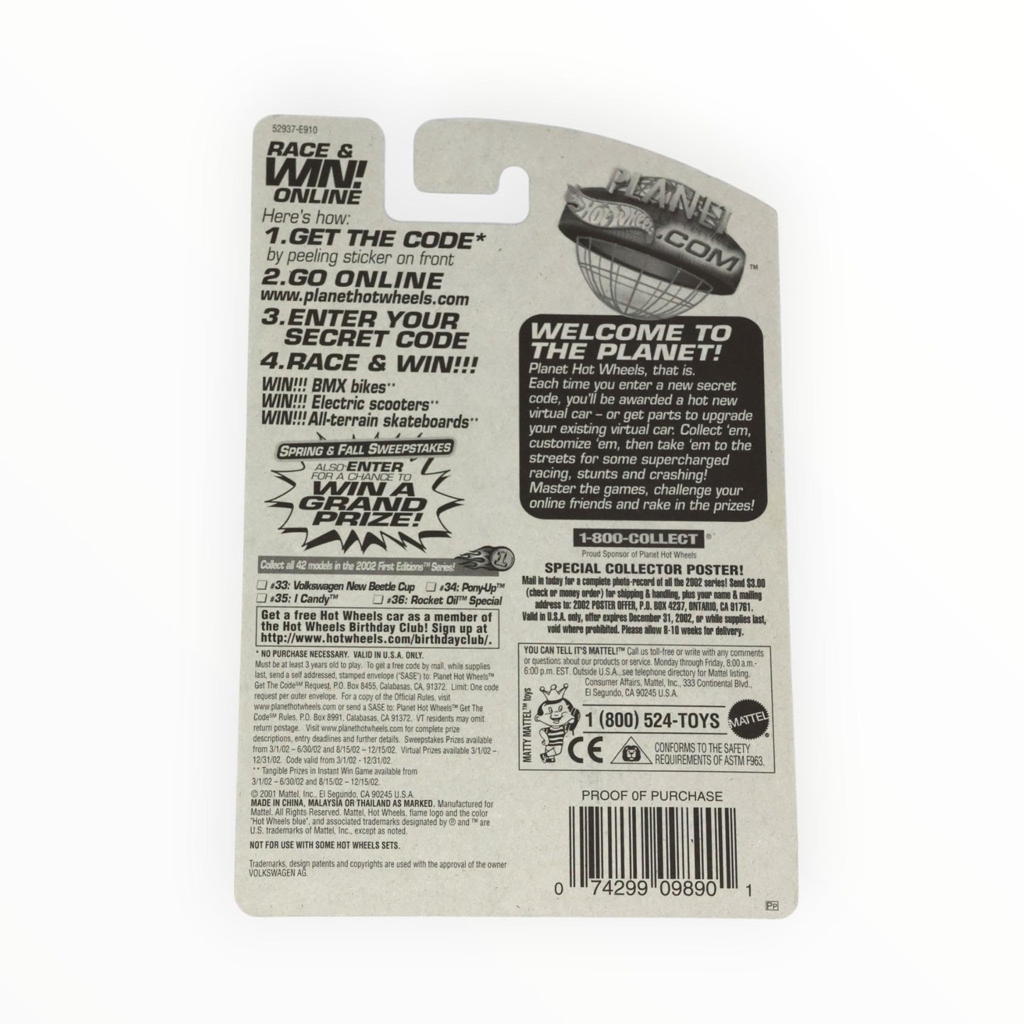 Hot Wheels 2002-045 First Editions Volkswagen New Beetle Cup 1:64 Scale