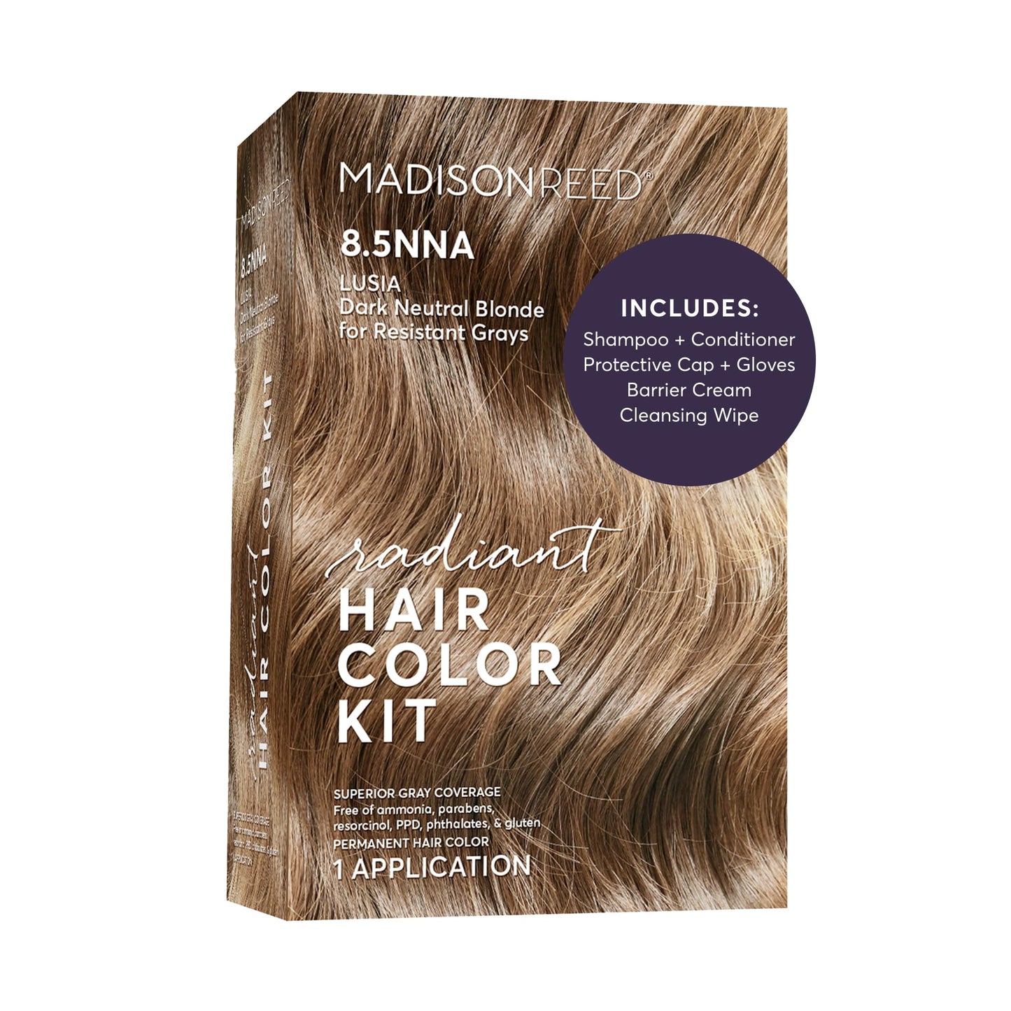 Madison Reed Radiant Hair Color Kit - 8.5NNA Dark Neutral Blonde (Lusia Blonde), Permanent Hair Dye for Resistant Grays, 100% Gray Coverage | PPD-Free