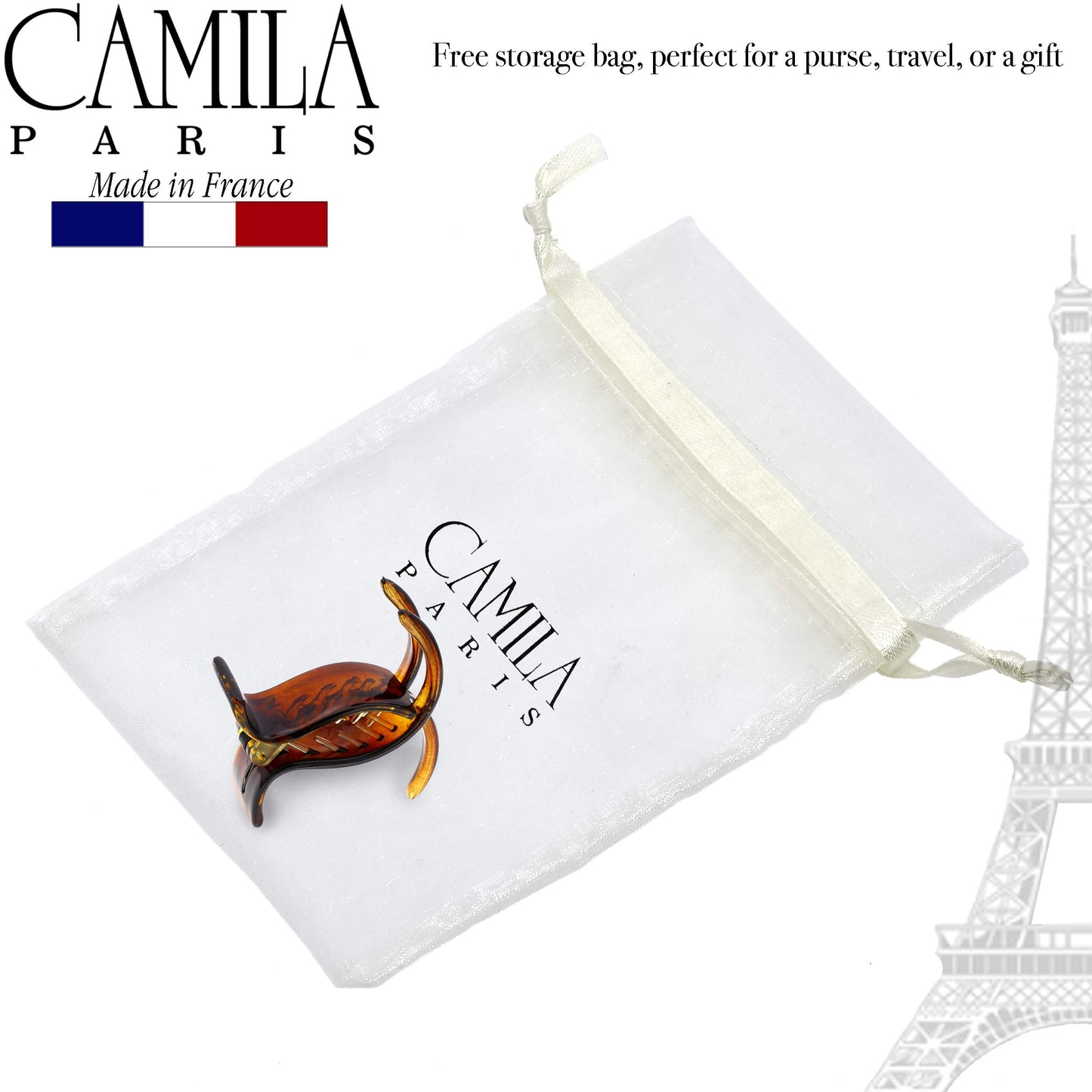 Camila Paris NV06 French Hair Clip for Women, Brown 3 Teeth Ponytail Holder, Girls Hair Claw Clips Jaw Fashion Durable Styling Hair Accessories