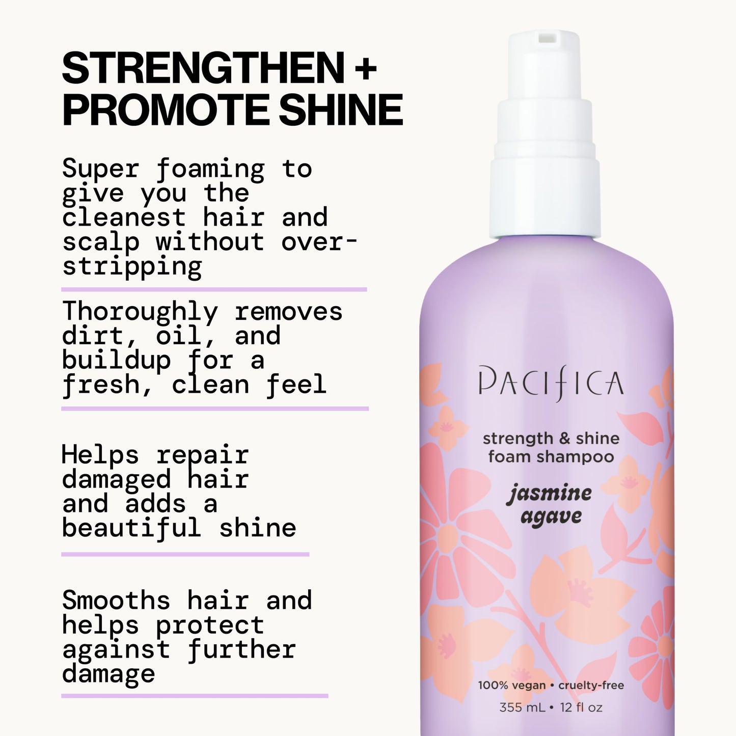 Pacifica Jasmine Agave Strengthening Shampoo & Conditioner Set - Clean Vegan Shampoo & Conditioner for Weak Or Brittle Hair (Including Color-Treated)