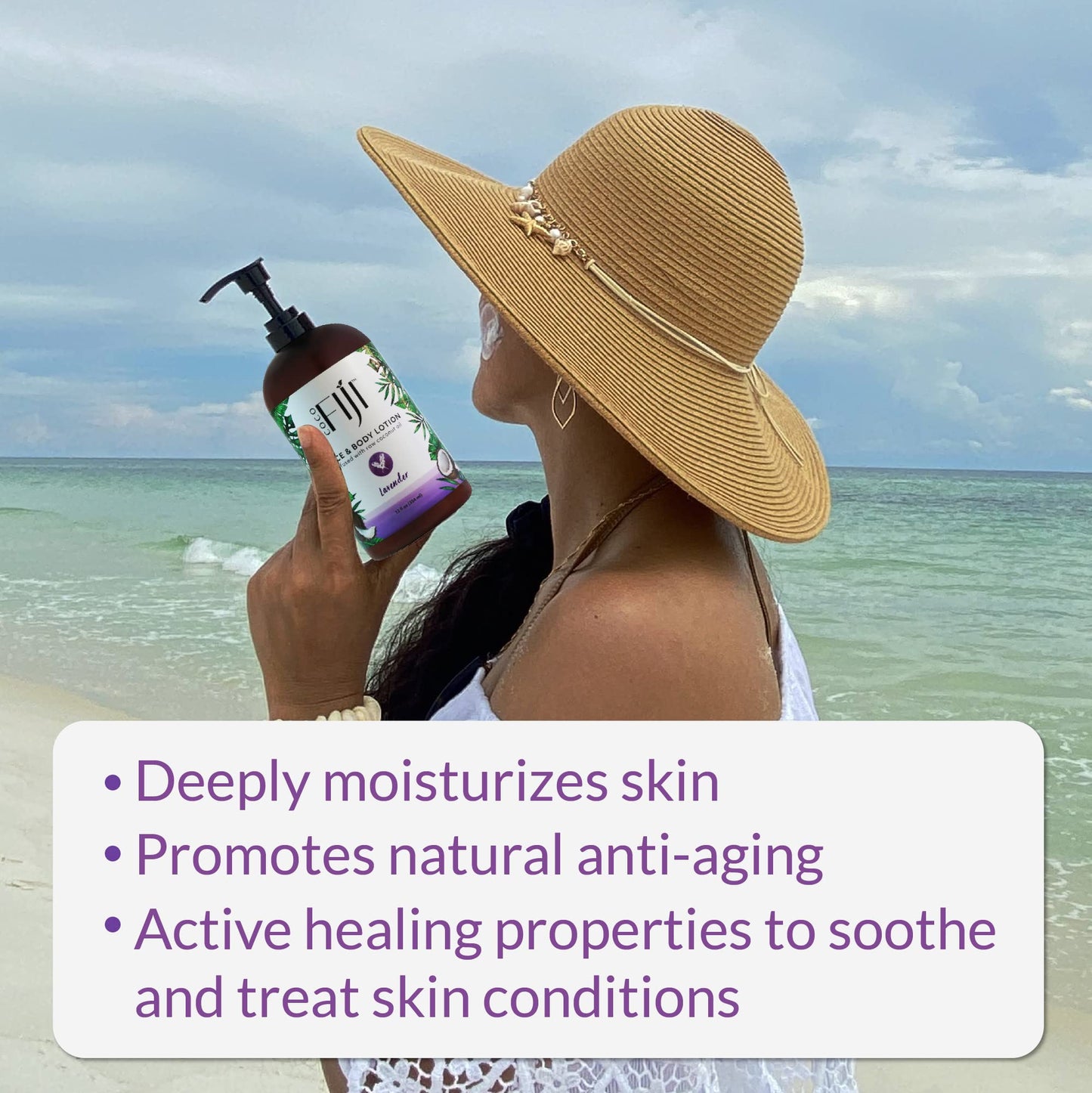 Coco Fiji Face & Body Lotion Infused With Coconut Oil | Lotion for Dry Skin | Moisturizer Face Cream & Massage Lotion for Women & Men | Lavender 12