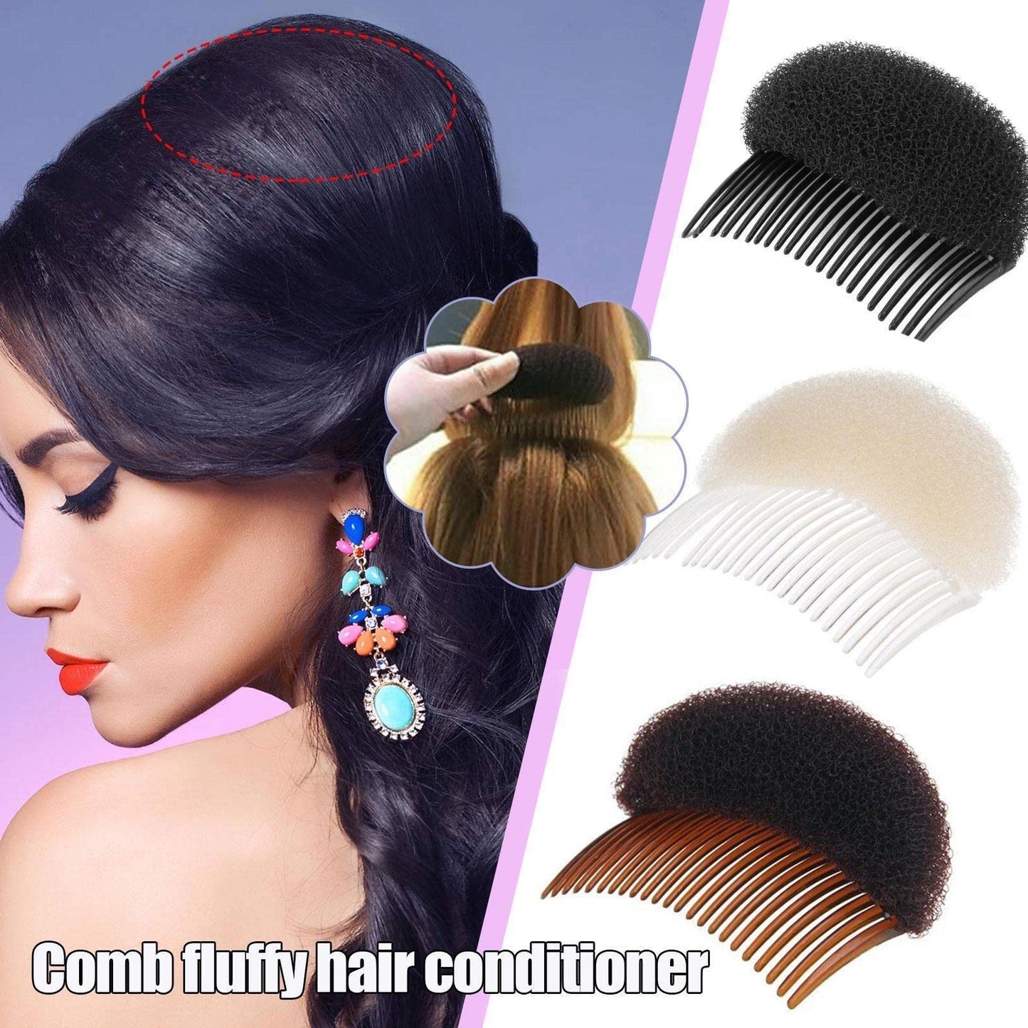 2pcs Women's Hair Styling Accessories - Soft Foam Hair Inserts, Bump Up Pads, Clip Bun Maker, and Braid Tool