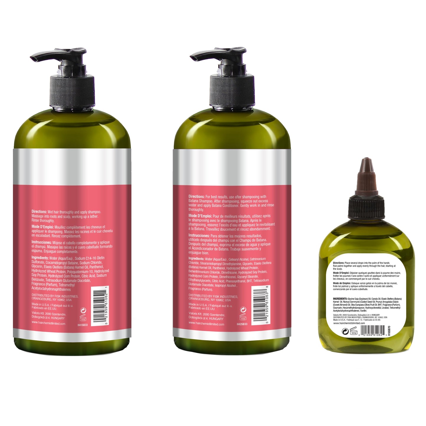 Hair Chemist Strength & Growth Batana Oil Shampoom Conditioner Set 33.8 oz. & Hair Oil 7.1 oz. (3-PC Set) - Batana Shampoo and Conditioner for Hair