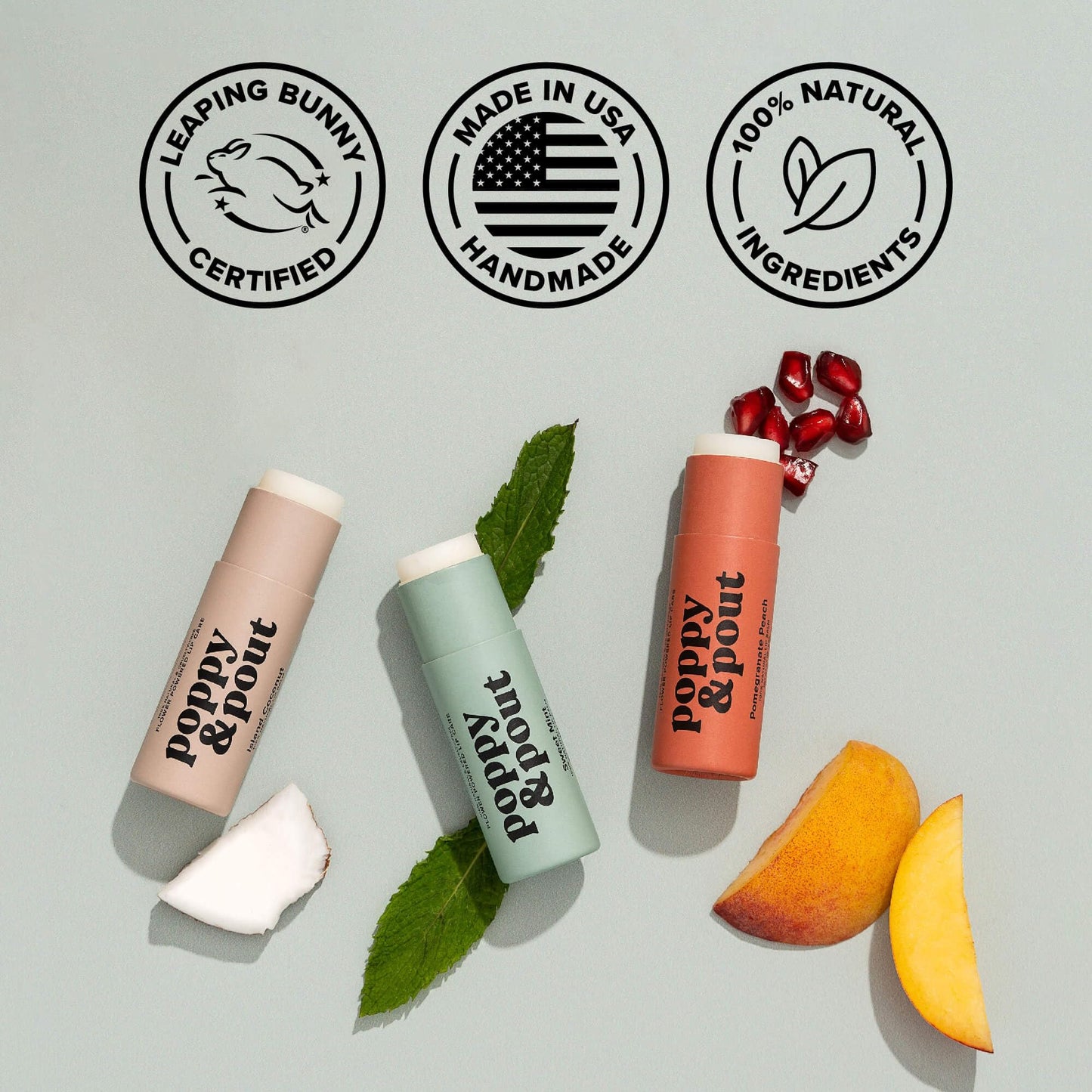 Poppy & Pout Sweet Mint A Jumbo Lip Balm | All Natural Lip Balms & Moisturizers | Hydrates with Beeswax, Vitamin E, Organic Coconut Oil | Cruelty-Free