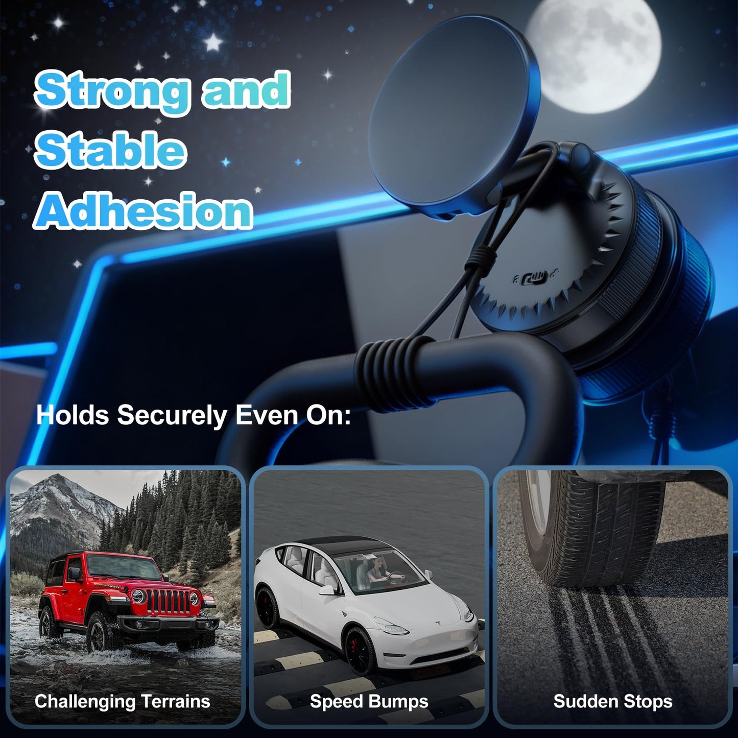 MORKEYA Magnetic Car Phone Holder Mount for Dashboard & Windshield, Strong Suction & N52 Magnet, 360° Adjustable Hands-Free Mount Compatible…