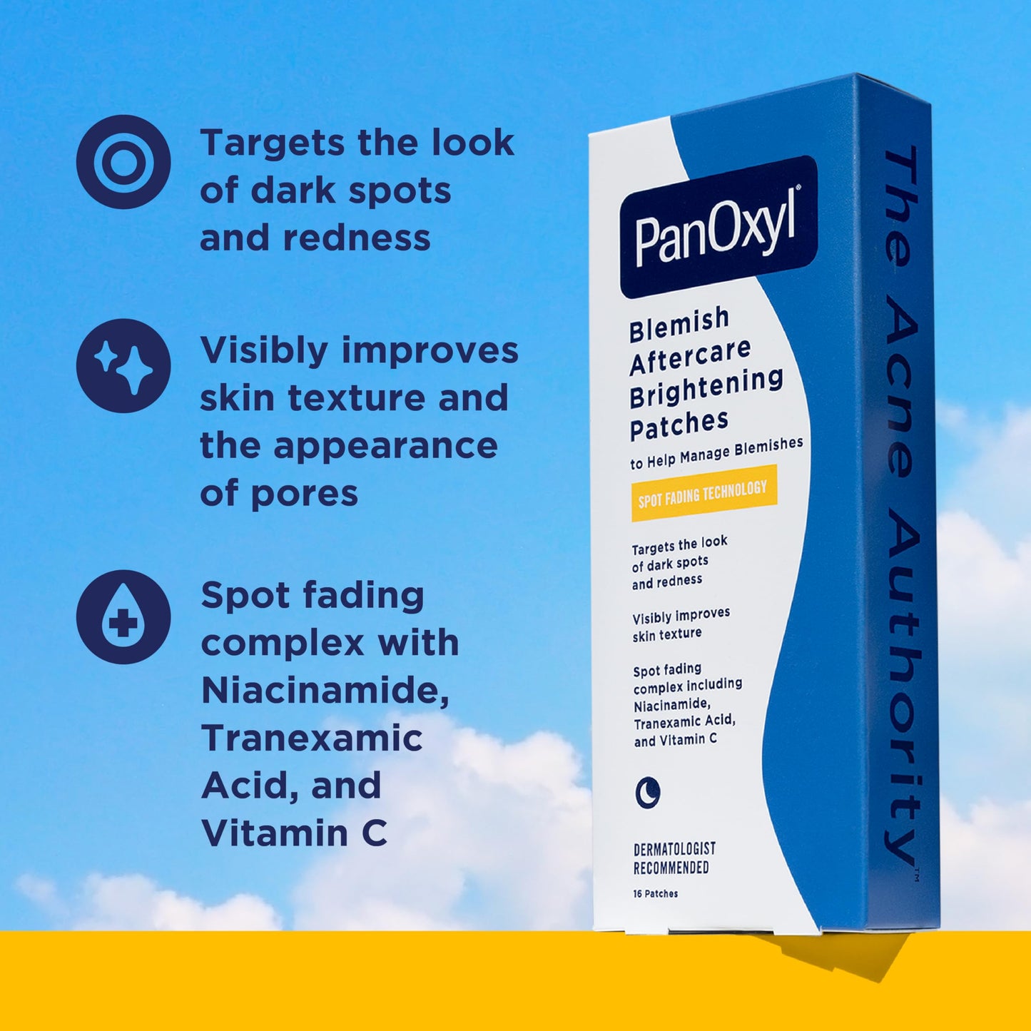 PanOxyl Blemish Brightening Patches: Dermatologist-Recommended, Help Fade Post-Acne Dark Spots and Reduce Redness, Large Clear Patches Cover a Bigger