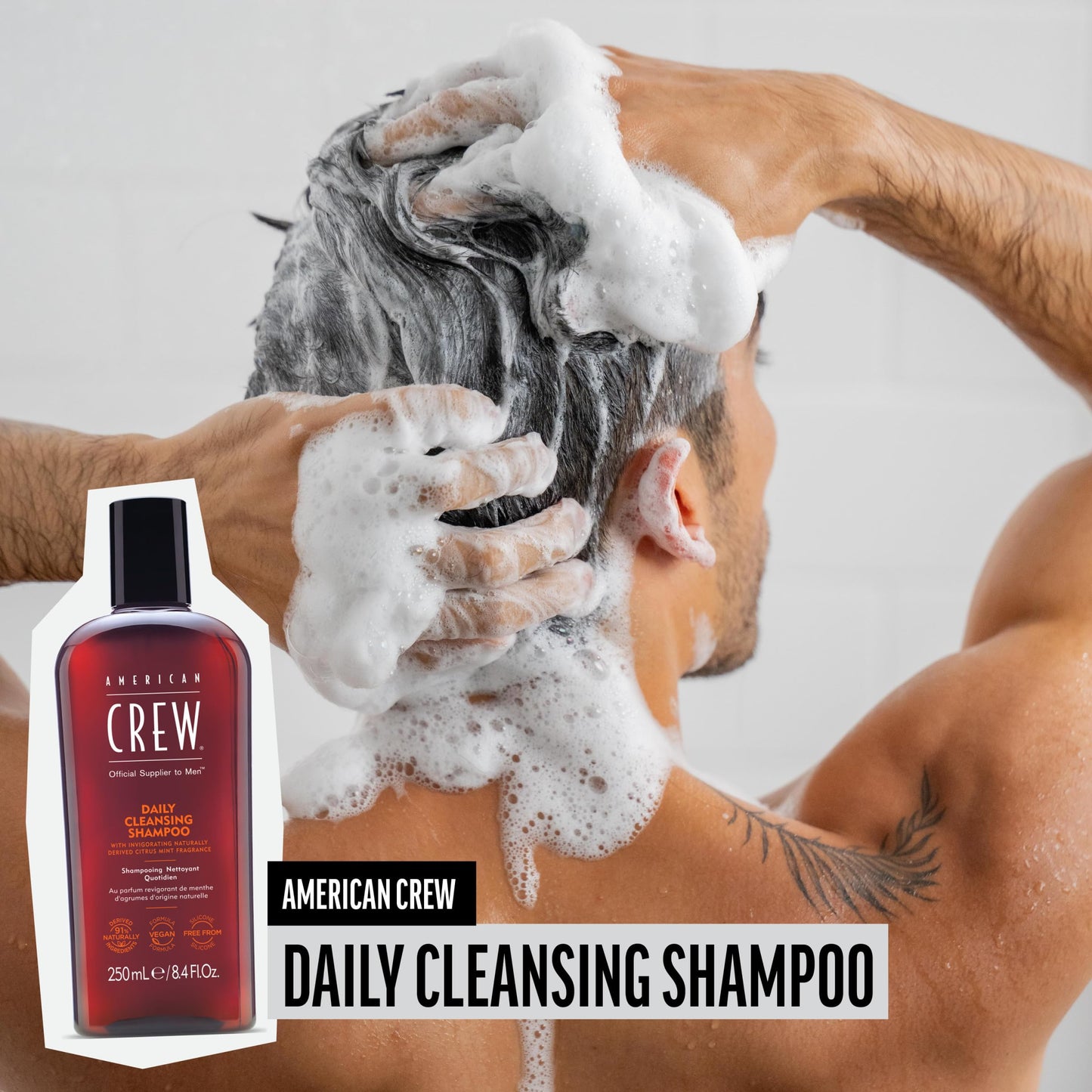 American Crew Shampoo for Men, Daily Cleanser, Naturally Derived, Vegan Formula, Hair Care Gift for Him, Citrus Mint Fragrance, 15.2 fl oz