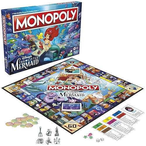 Monopoly Hasbro Gaming Disney's The Little Mermaid Edition Board Game, 2-6 Players for Family and Kids Ages 8+, with 6 Themed Tokens (Amazon…