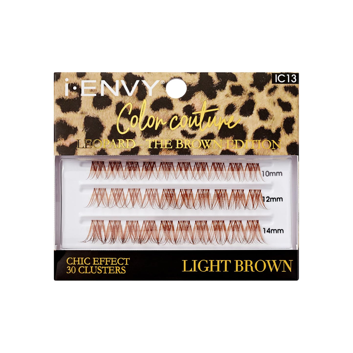 I-Envy Color Couture Leopard - The Brown Edition, 30 Faux Mink Lash Clusters, Thin Band, Customizable, Long-Lasting, Natural Look DIY Color Eyelash…
