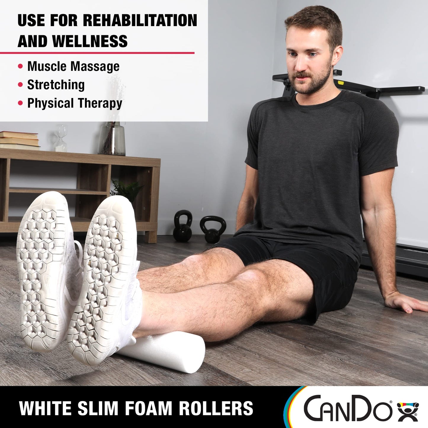 CanDo Slim White PE Foam Rollers for Exercise, Fitness, Muscle Restoration, Massage Therapy, Sport Recovery and Physical Therapy for Home, Clinics,…