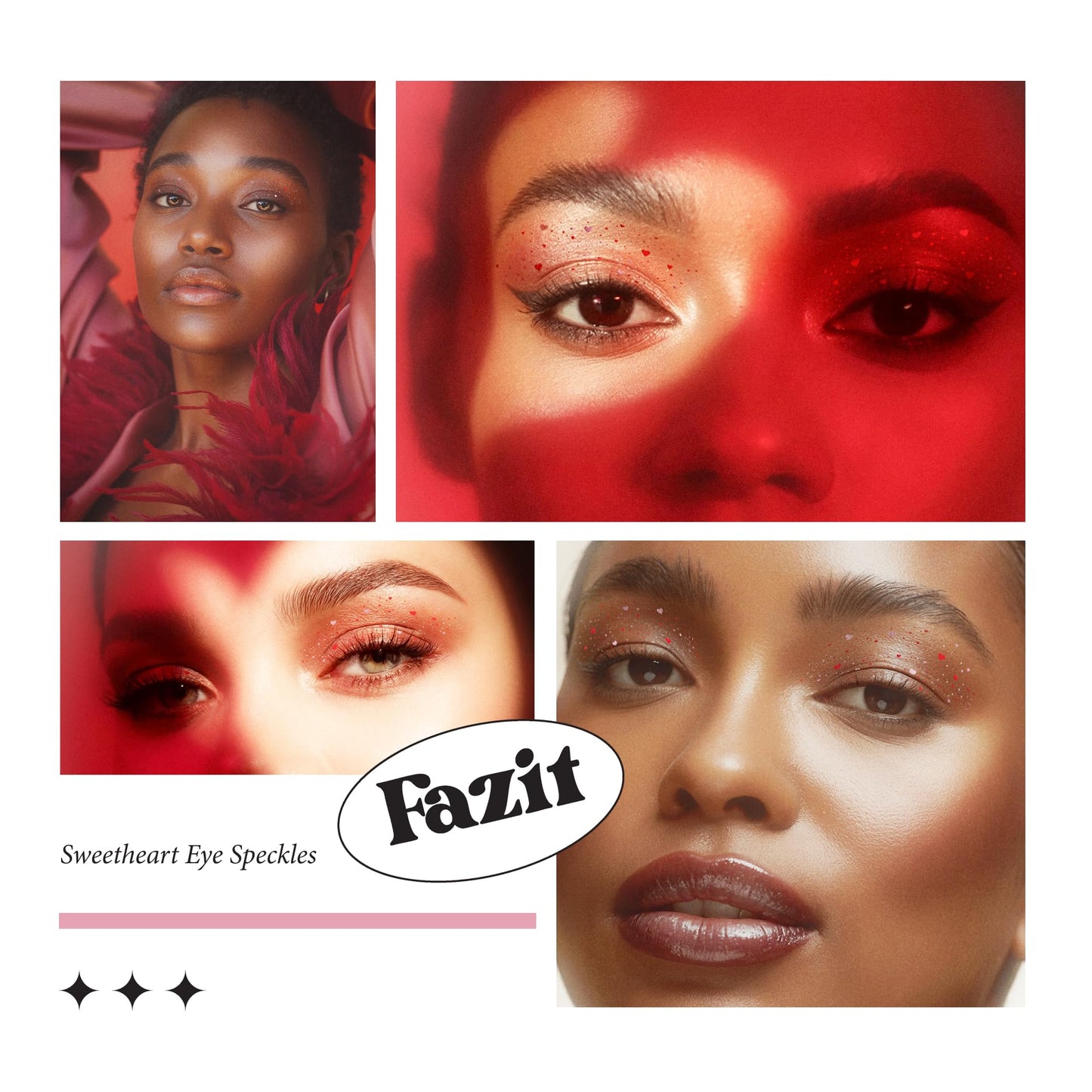 Fazit Makeup Patches - Sweetheart Eye Speckles - Glow Up Make-Up Patches - Cute Glitter Makeup Accessories for Women - Cosmetic Glitter for Face