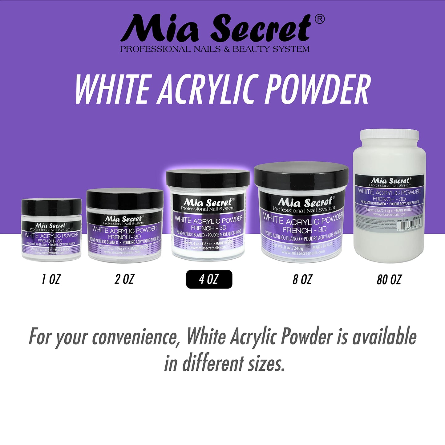 Mia Secret White Acrylic Powder (4oz) Beauty & Personal Care Mia Secret