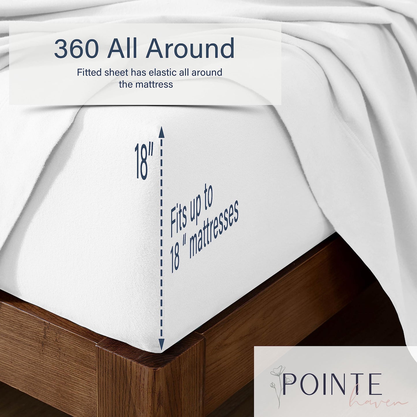 Pointehaven 200 GSM 100% Cotton Flannel Sheet Set, Queen, Jensen - Warm & Cozy - Pre-Shrunk -Deep Pockets - Elastic All Around-Comfy Double Brushed
