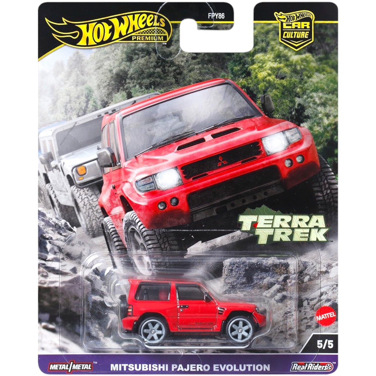 Hot Wheels Terra Trek Off-Road Collection, 5 Die-Cast Cars Set, Hummer H1, Jeep Gladiator, Datsun King Cab, Toyota Land Cruiser, Mitsubishi Pajero…
