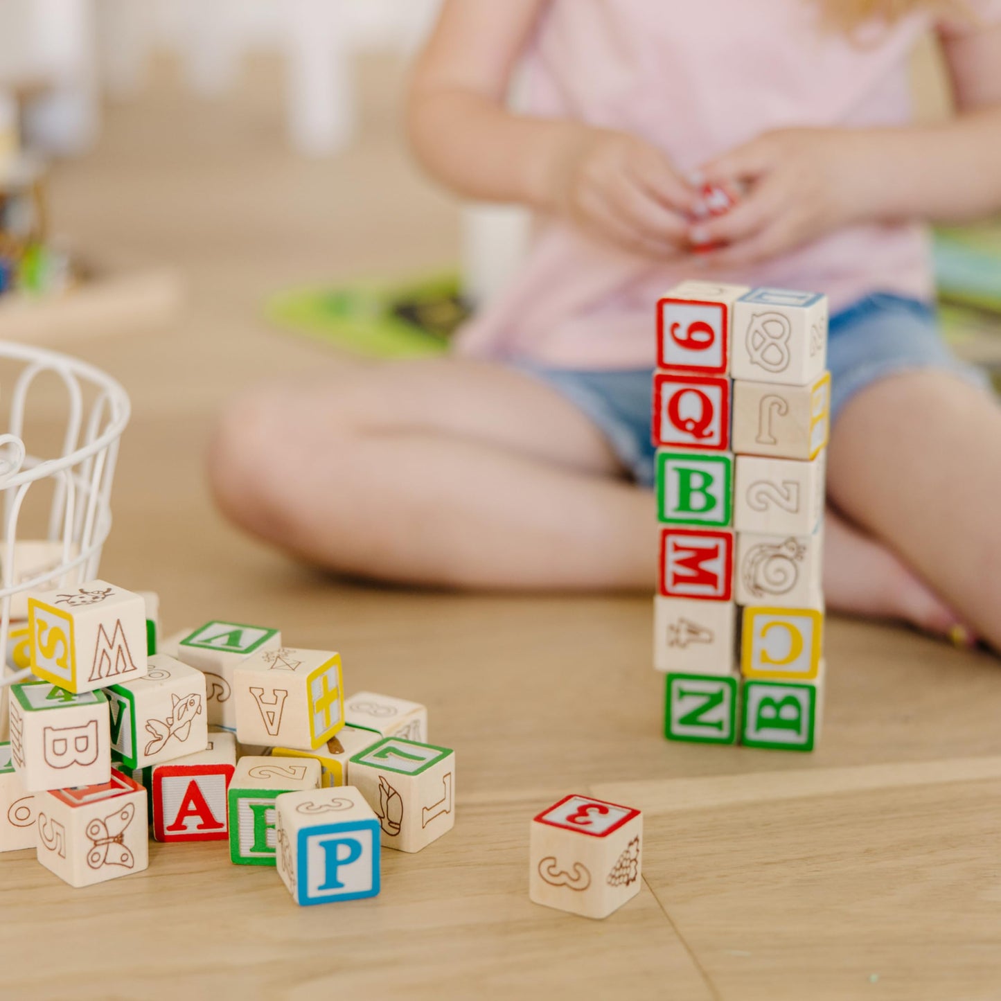 Melissa & Doug Deluxe Wooden ABC/123 1-Inch Blocks Set with Storage Pouch (50 pcs)