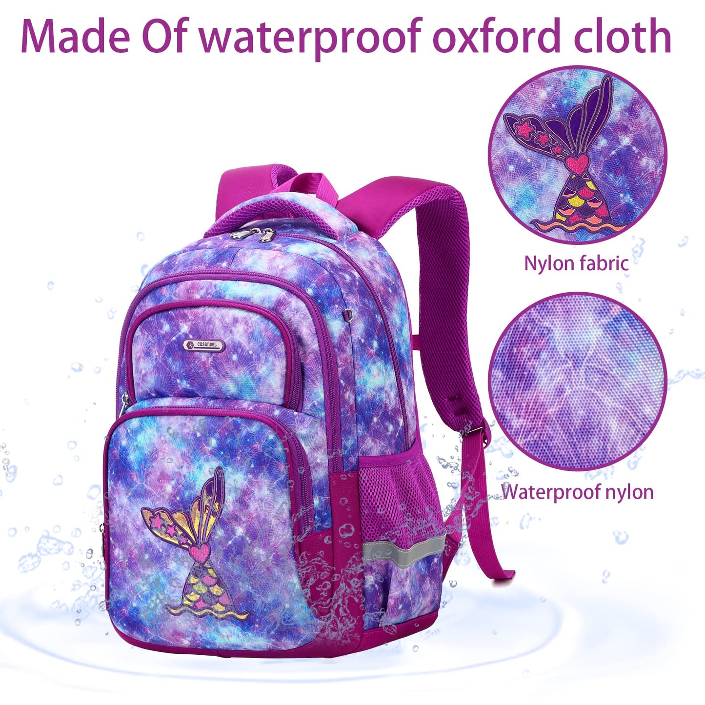 Wawakube 3Pcs Girls Backpack with Lunch Box Pencil Case,Unicorn Preschool Elementary School Bookbag for Kid Girls Picnic Travel etc