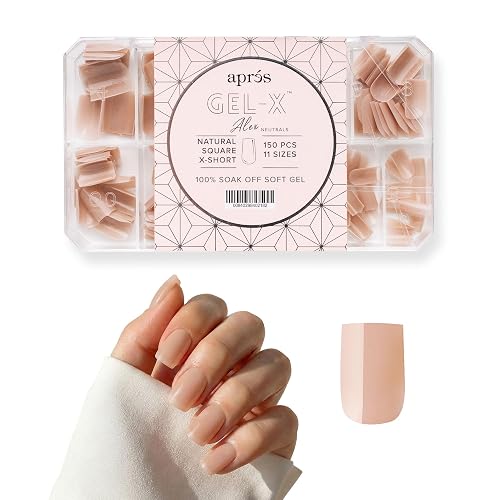 Apres Neutrals Gel-X Alex Box Of Nail Tips, 11 Sizes 00-9, Soft Gel Nail Tip Box, Nail Extensions (150pcs) (Natural Square Extra Short, 150pcs) Beauty & Personal Care APRÉS