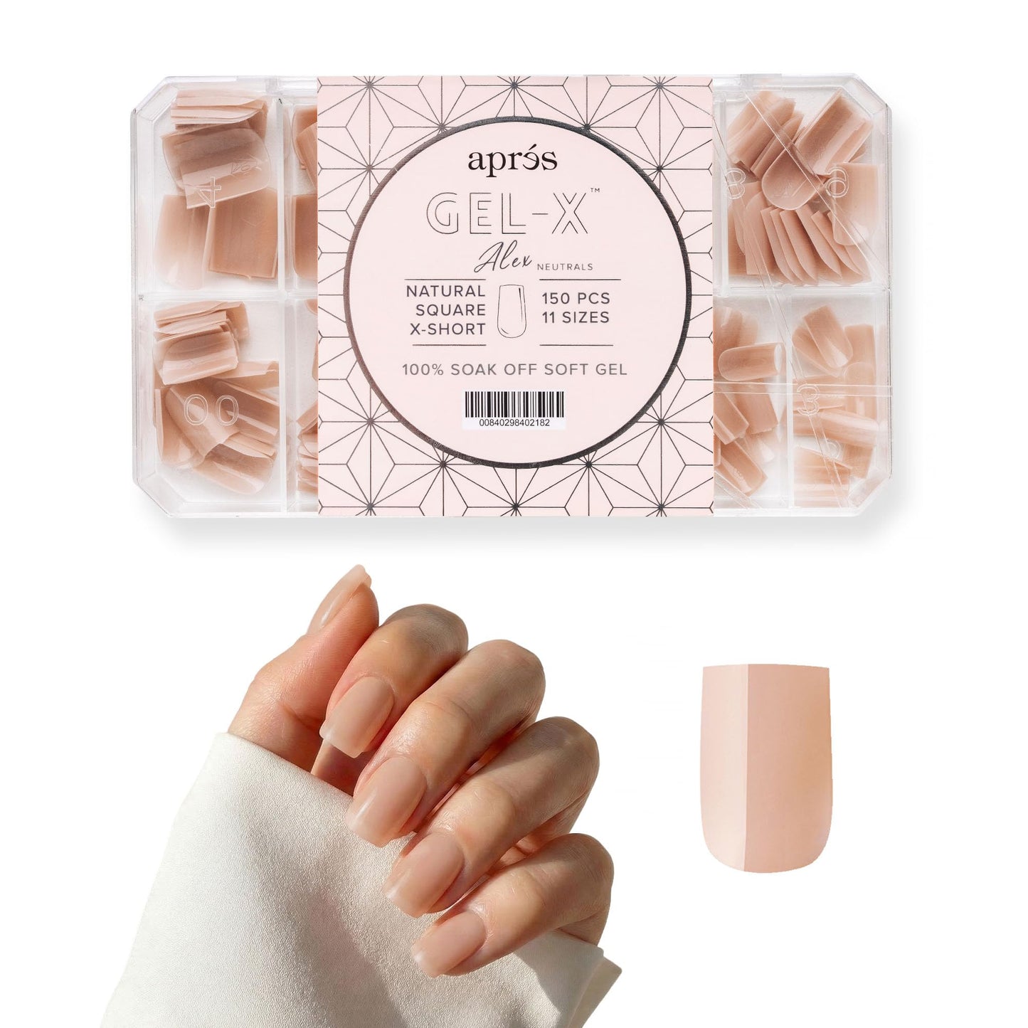 Apres Neutrals Gel-X Alex Box Of Nail Tips, 11 Sizes 00-9, Soft Gel Nail Tip Box, Nail Extensions (150pcs) (Natural Square Extra Short, 150pcs) Beauty & Personal Care APRÉS