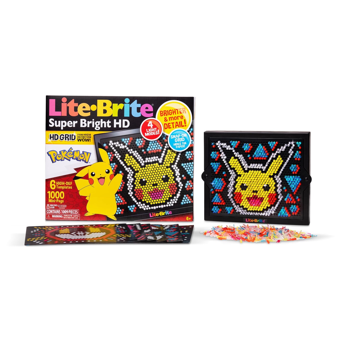 Lite Brite Super Bright HD, Pokemon Edition - Creative Retro Light-Up Screen - Educational Play for Children, Enhances Creativity, Gift for Boys…
