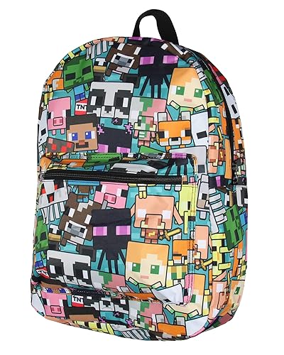 Bioworld Minecraft Backpack Multi Character Chibi Video Game School Laptop Travel Backpack