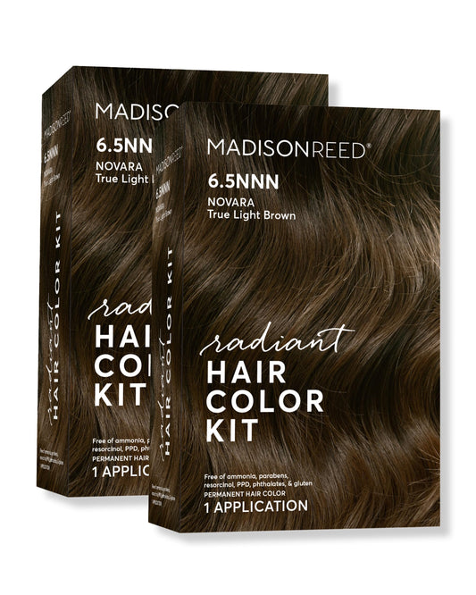 Madison Reed Radiant Hair Color Kit - 6.5NNN Medium Brown with Warm Golden Undertones (Novara Light Brown), 100% Gray Hair Coverage | PPD-Free