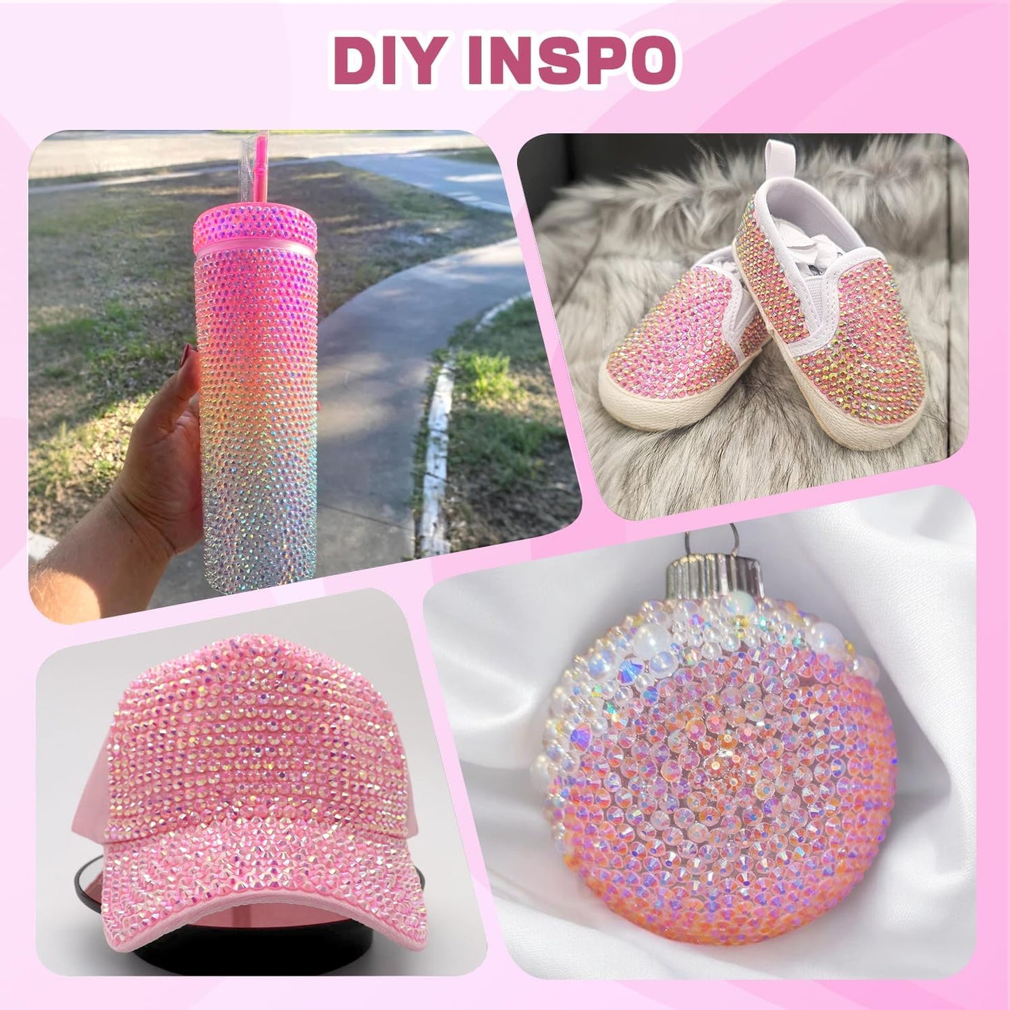 20000Pcs Pink Rhinestones for Bedazzling Kit with 3Pcs B7000 Jewelry Glue Beauty and Personal Care BELLEBOOST