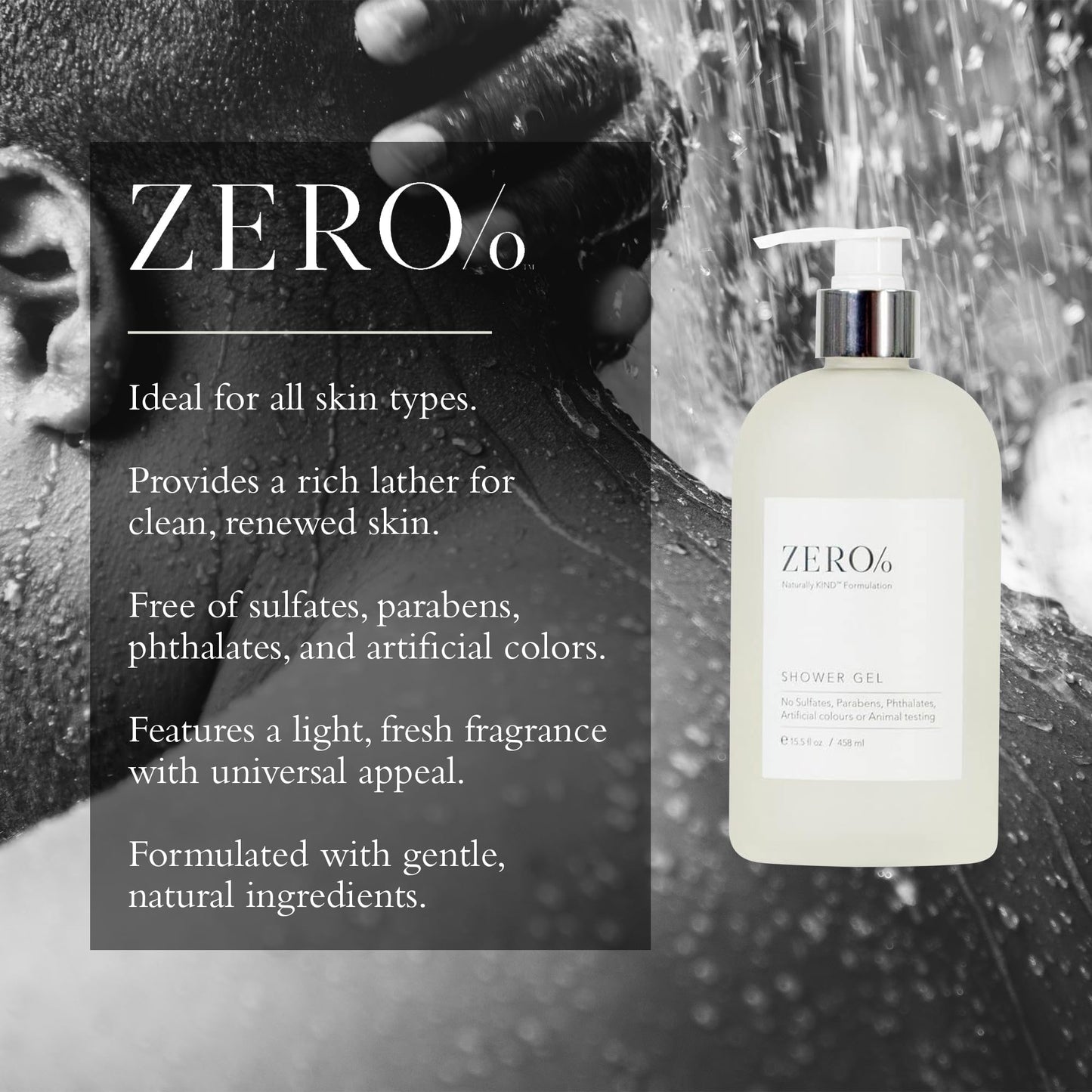 Gilchrist & Soames Zero% Shower Gel - Naturally Kind Sulfate, Paraben & Cruelty-Free Liquid Body Wash for Men & Women, Fresh Botanical Scent Infused
