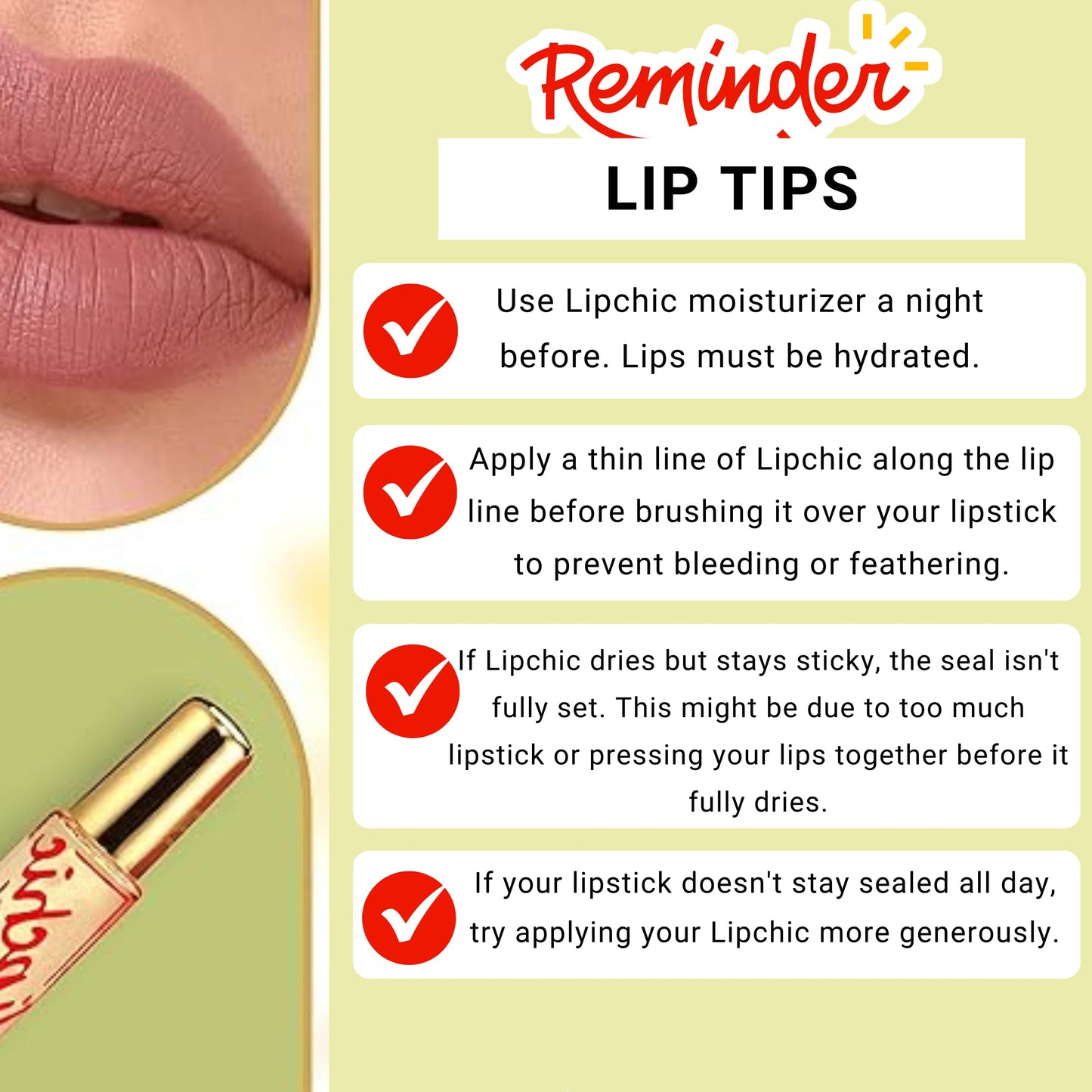 Ella International Lip Chic - 6-Pack All-Day Lipstick Sealer, Smudge-Proof & Long-Lasting, 0.25 oz Each