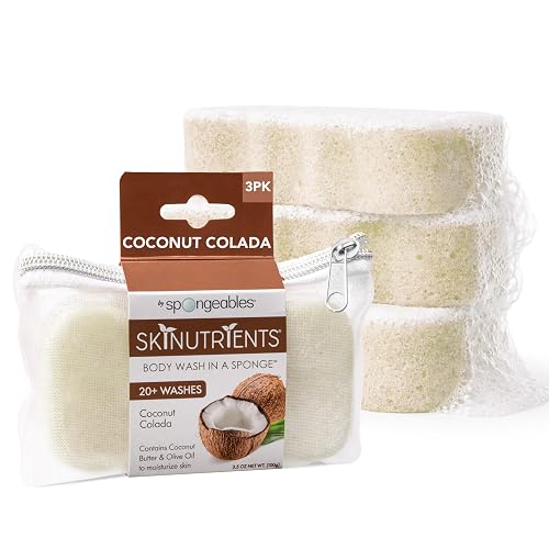 Spongeables Body Wash in a 20+ Wash Sponge, Coconut Colada, 3 Count Beauty & Personal Care Spongeables