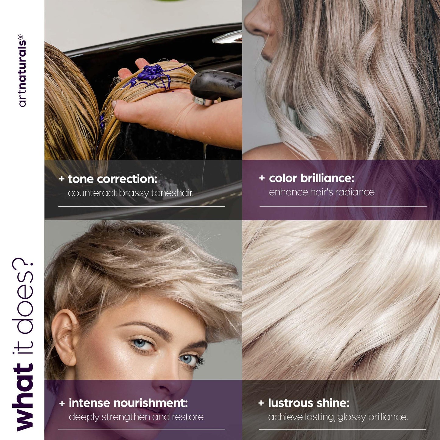Artnaturals Purple Conditioner - (16 Fl Oz / 473ml) - Protects, Balances and Tones - Bleached, Color Treated, Silver, Brassy and Blonde Hair - Sulfate