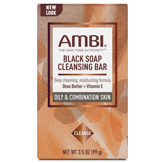 Ambi Black Soap Bar for Oily with Shea Butter, Aloe Vera, and Cocoa Butter Formula to help with Natural Care, Moisturizing, and Even Tone, 3.5 oz