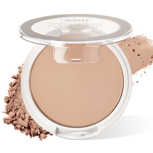 JOAH Perfect Complexion Cashmere Powder Foundation, Medium Face Coverage, Matte Finish, Korean Makeup, Compact Design For Oily & All Skin Types, 16