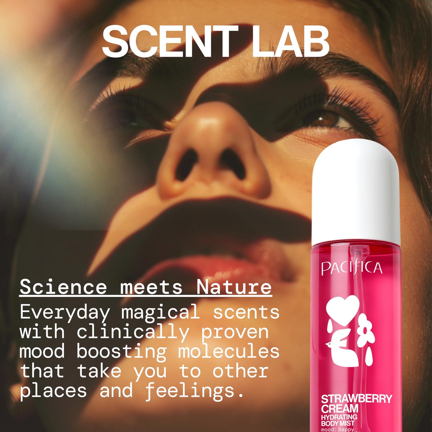 Pacifica Strawberry Cream Fruity Body Mist for Women - Sweet Strawberry Vanilla Cream Fragrance Spray, Hydrating, Odor Neutralizing, Vegan