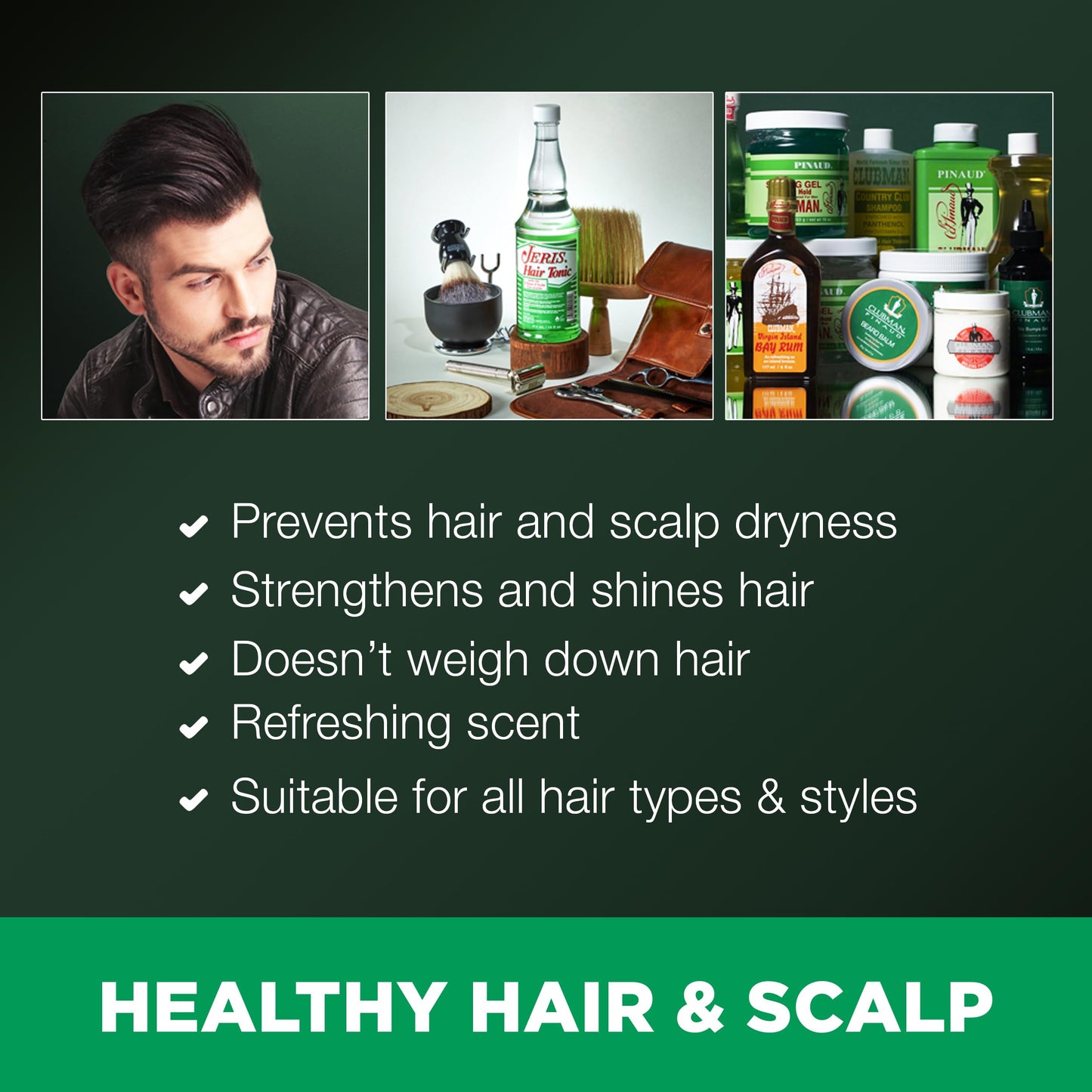 Clubman Jeris Hair Tonic Professional Size, Men's Revitalizing Classic Grooming Treatment, 14 Fl Oz, 1-Pack