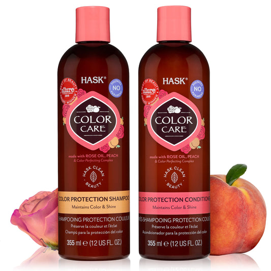 HASK Color Care Shampoo + Conditioner Set for Color-Treated Hair | Sulfate-Free, Paraben-Free, Gluten-Free, Vegan, Cruelty-Free, Color Safe | 12oz